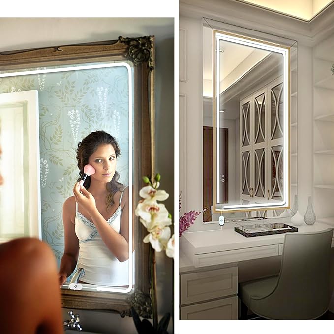 LED Vanity Mirror Lights, Hollywood Style Makeup Lighting, 10FT/6000K/Dimmable/12V Adapter/Self-Adhesive Strip Lights for Mirror, Lighting for Makeup Vanity Table & Bathroom Mirror