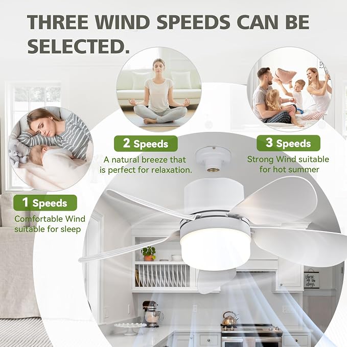 Socket Fan Light with Remote Control, Portable Small Ceiling Fan with Lights for Bedroom, Kitchen, Living Room, with Dimming Function, 1000 Lumens, Screws into E26/E27, 16.54 Inches Diameter