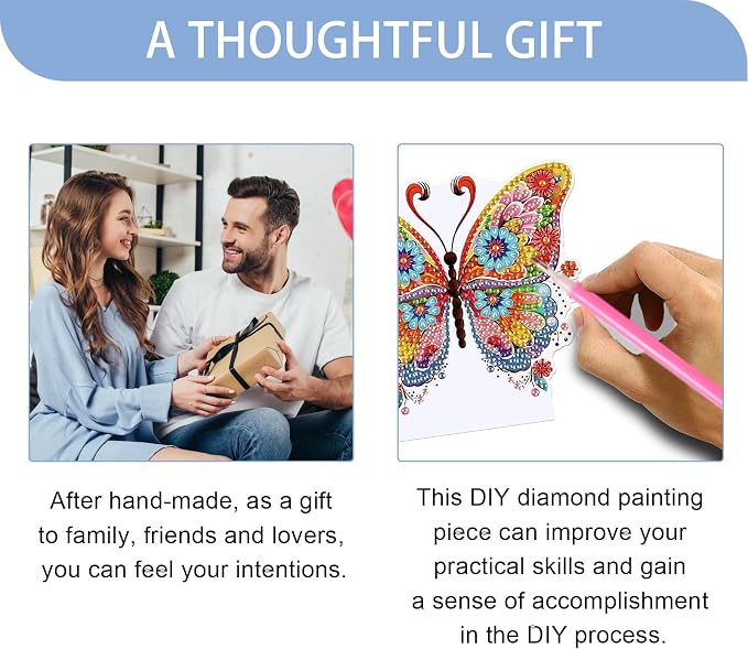 JISHSHAY Diamond Painting Night Light Diamond Art Table Lamps Gem Art LED Lights Gem Painting Desk Lamp Mosaic Kits for Adults DIY Kits for Adults Paint by Numbers Special Shaped Butterfly