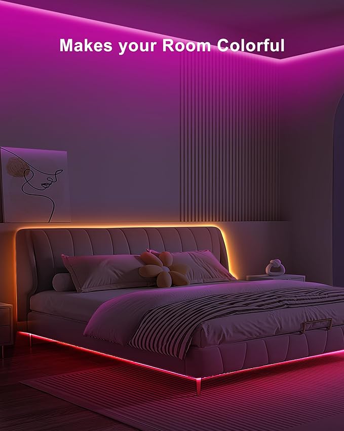 16.4ft Bluetooth RGB COB Led Strip Lights with Remote, Dimmable Smart App Led COB Light Strip, Color Changing Music Sync, Indoor RGB Led Lights for Bedroom, Home Decor, Party