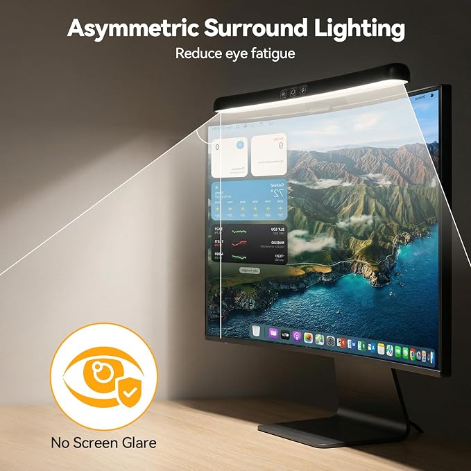 ELUTENG Curved Monitor Light Bar, Black, 27-34 Inch | PC Screen Lamp, 15 RGB