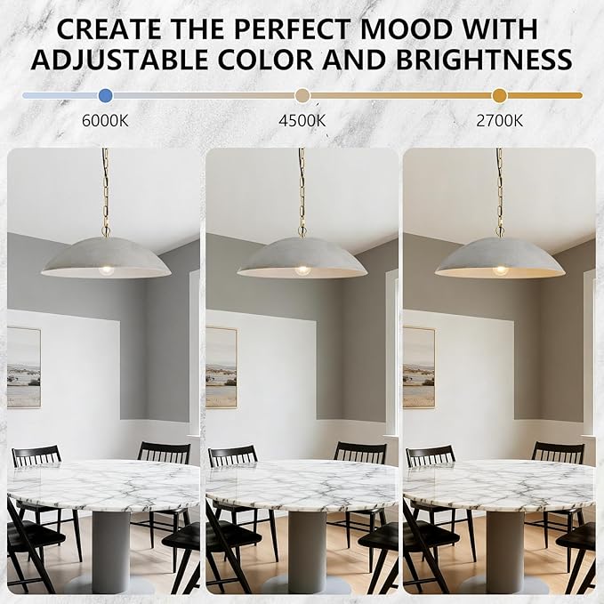 20" Modern Large Pendant Light, Cement Gray Farmhouse Pendant Lights Kitchen Island, Mid Century Modern Metal Pendant Lighting Fixture for Kitchen Living Room Dining Room Bedroom Café(2 Pack)