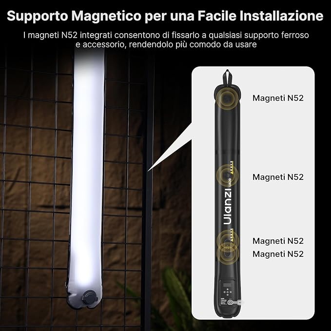 ULANZI UA20 Inflatable Tube Light, 20W Bi-Color Magnetic LED Air Tube Video Light Wand for Photography, 2700K-6500K CRI95+ 1/4" Mount Portable Inflatable Lights Bar for Photo/Vlog/Live Stream/Painting