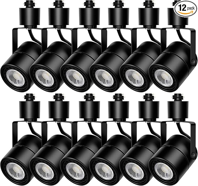 10W Track Lighting Heads,4000K Cool White Dimmable Bright LED Track Lighting Fixtures,120V Linear Track Light H Type-CRI90+ 24° 1000lm - 12 Pack (Black)