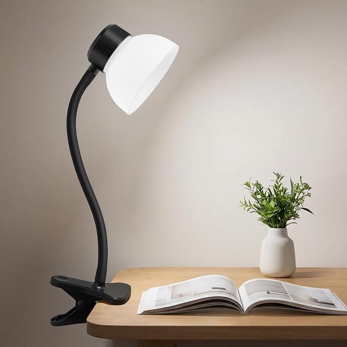Desk Lamps for Home Office,Small LED Reading Lamp,5000K Eye-Care Desk Light | Clip On Desks Lamps for College Dorm, Kids Desk, Bed Headboard, Flexible Gooseneck, Compact Small Table Lamp