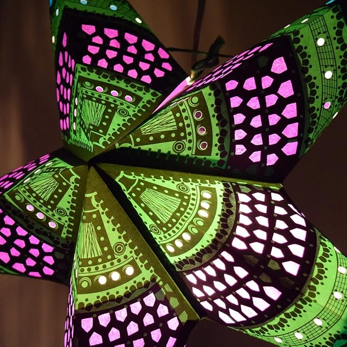 Hometown Evolution, Inc. Honeycomb Bright Green Paper Star Lantern with 12 Foot Power Cord Included