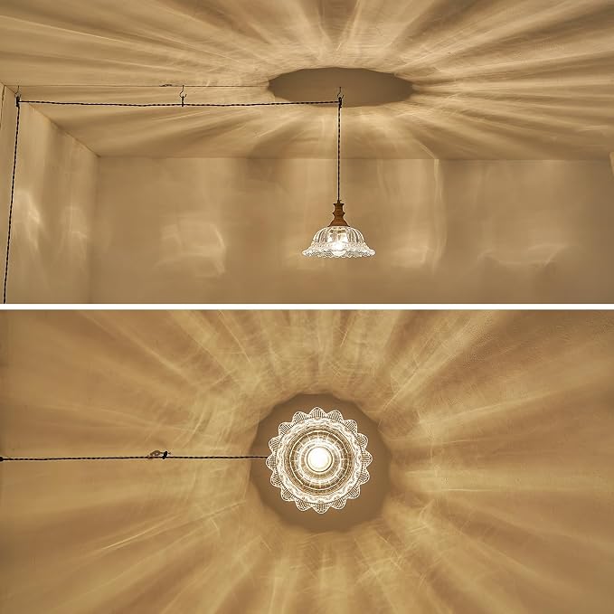 HDDFL Plug in Pendant Light Fixtures Vintage Pendant Lighting with Plug in Cord Hanging Light Kitchen Glass Hanging Lamp with Switch for Island Dining Room Living Room