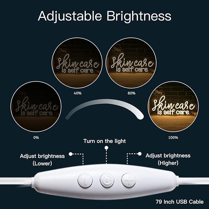 WLHOPE Skin Care is Self Care Neon Signs for Wall Decor LED Lights Decorations for Beauty Salon Facial Spa Bathroom, Get Your Business Seen Day or Night