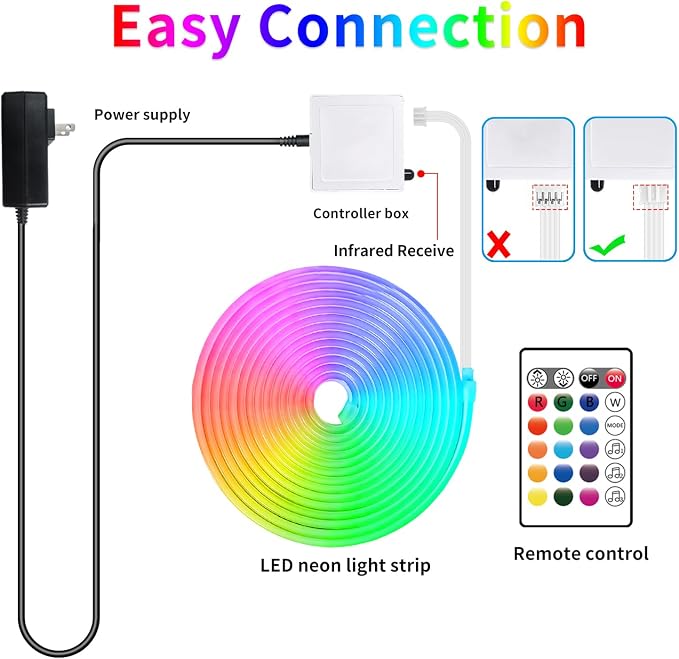 segrass 16.4FT Neon Rope Light,Flexible Led Rope Lights Control with App/Remote,Multiple Mode Rope Lights,IP65 Outdoor RGB Led Neon Lights Waterproof,Music Sync Gaming Led Neon Light Strip for Bedroom
