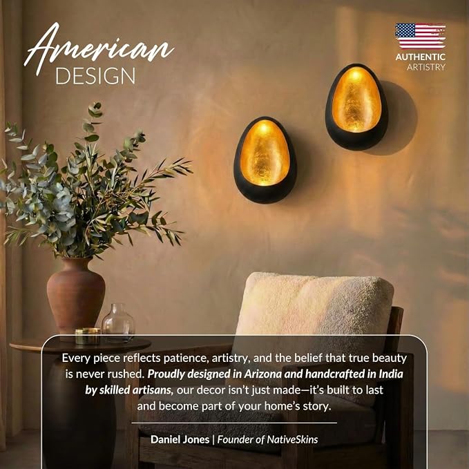 Ember Metal Wall Candle Sconce Set of Two Wall Candle Holders - Set of 2 Handcrafted Decorative Tea Light Sconces for Living Room Gold Tea Holder