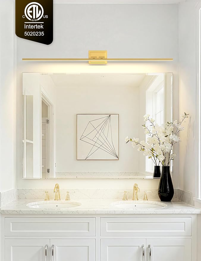 VOLISUN Bathroom Vanity Light 55 inch, 36W Dimmable 5CCT Led Bathroom Light Fixture Over Mirror, Gold Bar Vanity Light for Bathrooms-ETL Certificated