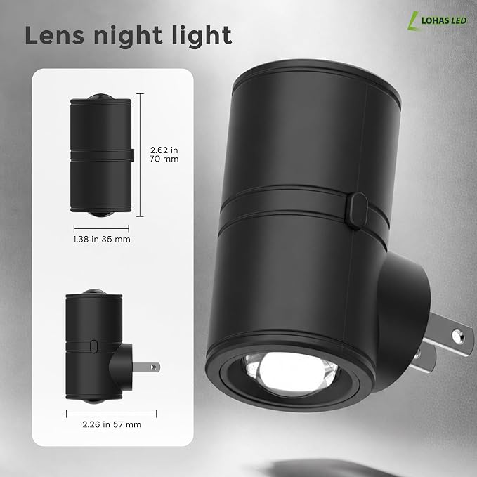 L LOHAS LED Night Lights Plug into Wall,Light Sensor, Projector Night Light | 2Pack,180°Rotating Nightlight,10/50/100LM Dimmable,Soft White,Dusk to Dawn,Ambient Lighting Mini for Bathroom,Decor,Kids,Gift