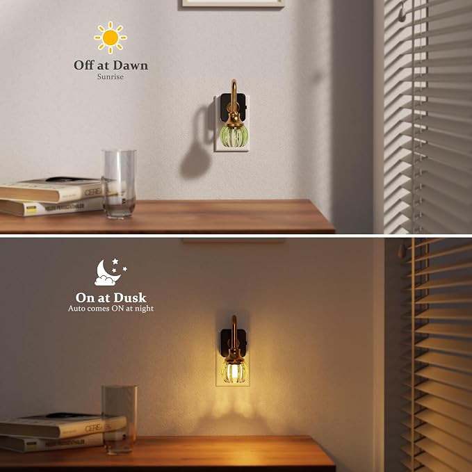 JandCase Night Light, Night Lights Plug into Wall Green Tulip | LED Nightlight, 0-100LM Dimmable Nightlights, Dusk to Dawn Sensor, 1W Vintage Nite Light for Bathroom Hallway Decor, 1 Pack