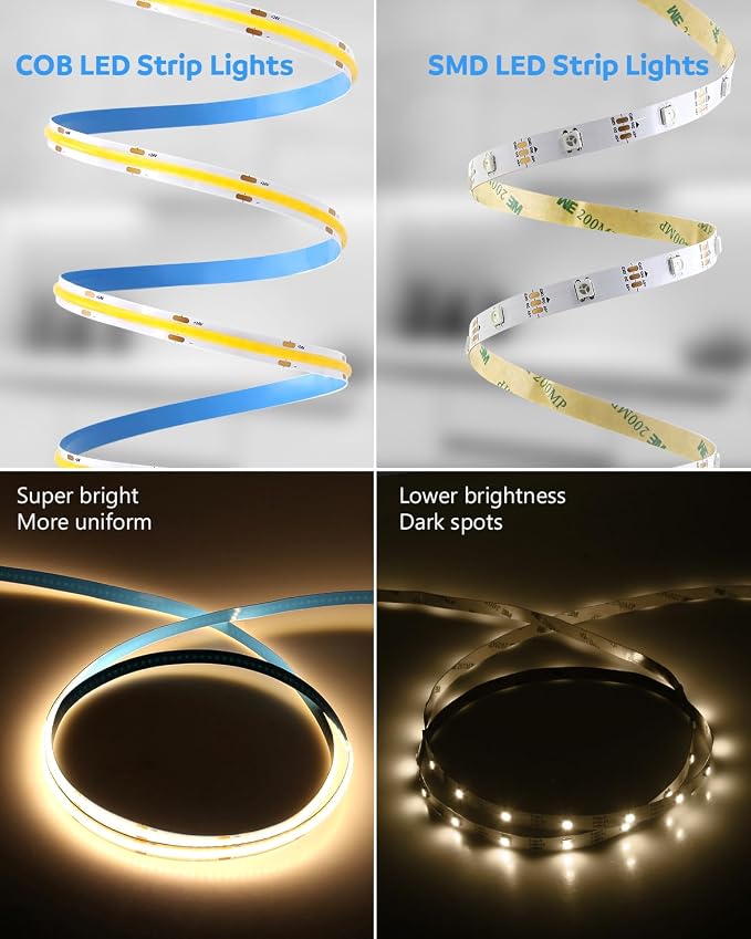 Aclorol 32.8FT COB LED Strip Light Warm White 3000K 24V Dimmable Brightness | Flexible Rope Light with Power Supply and App Timer, Dotless LED Lights for Bedroom Living Room Furniture Lighting, 8mm Width