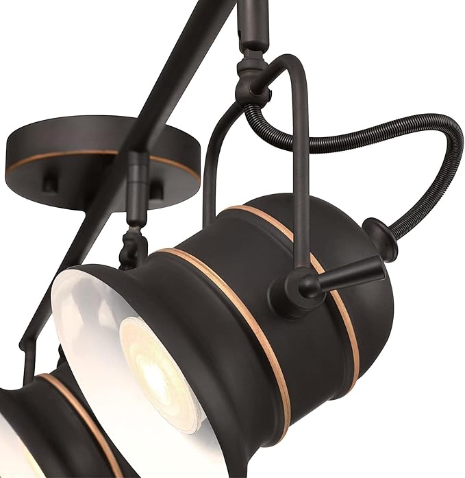 Westinghouse 6116800 Boswell Vintage-Style Four-Light Indoor Track Light Kit, Oil Rubbed Bronze Finish with Highlights,Metal Shades