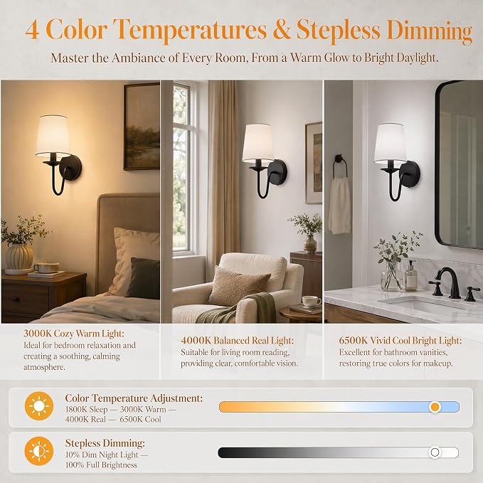 Rechargeable Wall Sconces Set of 2, 10000mAh Magnetic LED Bulb Wall Lights, 9 RGB Colors 3 CCT Dimmable, Battery Operated Cordless Wall Scone Lamp for Bedroom Living Room Home Decor