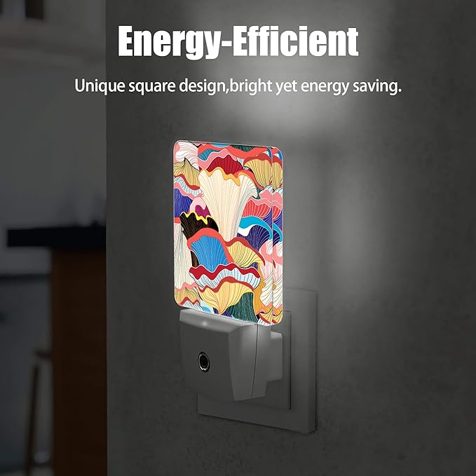 Colorful Mushrooms Night Light, Dusk to Dawn Smart Sensor Nightlight for Bedroom Bathroom Kitchen Hallway Stairs Hallway, Plug-in, Energy Efficient Decor Desk Lamp Gifts