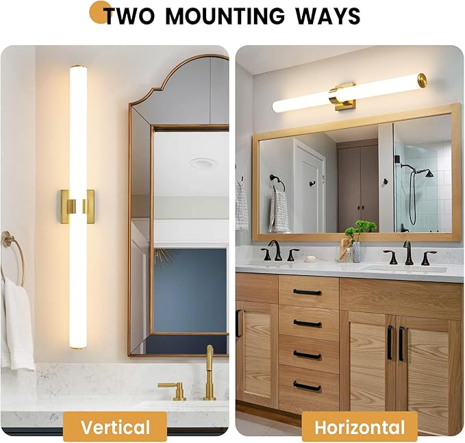 Bathroom Light Fixtures - 39 Inch Gold Bathroom Lights Over Mirror LED Vanity Light with Acrylic Shade, 36W Modern Vanity Lighting Fixtures for Mirror Living Room Gallery 3000K