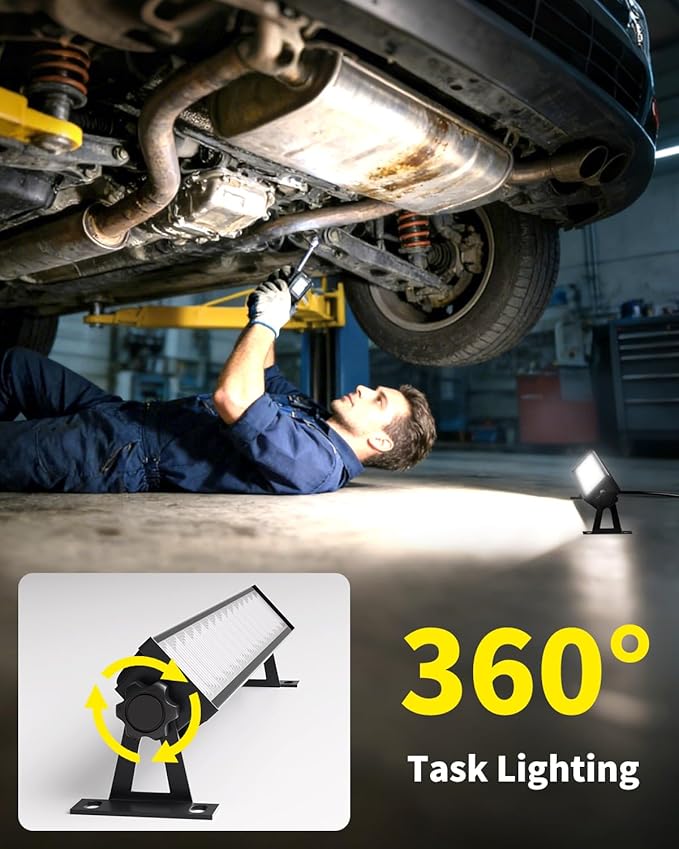 8 Pack LED Shop Light 5400LM Super Brighter, 45W Plug in Garage Light with 6FT Cord and On/Off Switch, 6000K IP66 Waterproof Outdoor Work Shop Bay Lighting for Garage Workshop Warehouse Factory Yard