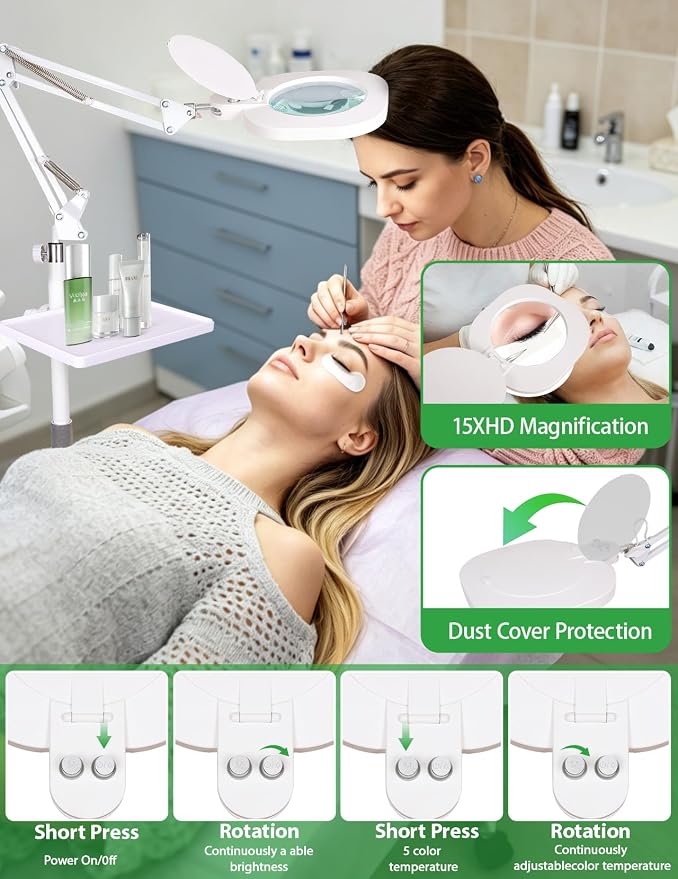 3-in-1 LED Magnifying Light Real Glass Lens Adjustable Light for Beauty & Precision Work