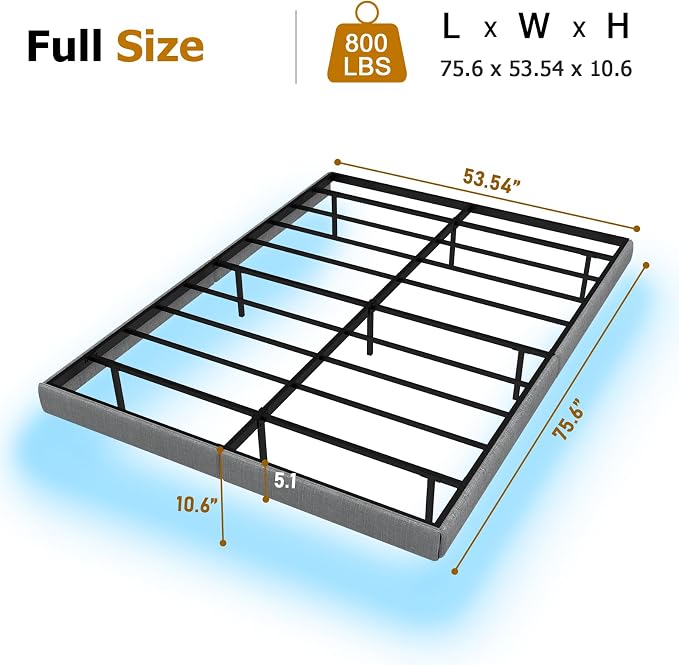 RVONOW Floating Bed Frame Full with LED Lights, Under Bed Storage, Grey | Metal Platform Full size Floating Bed Frame, Heavy Duty Steel Slats Support, No Box Spring Needed, Noise Free, Easy Assembly