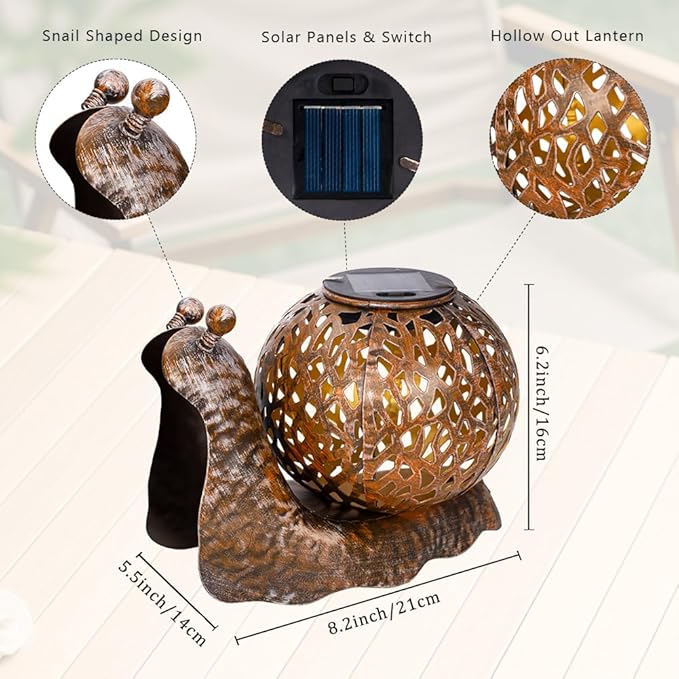 Solar Lanterns Outdoor Waterproof, 2 Pack Snail Garden Lights Staked Solar Powered Lanterns for Yard Patio Pathway, 2025 Gardening Lovers Mom Gifts