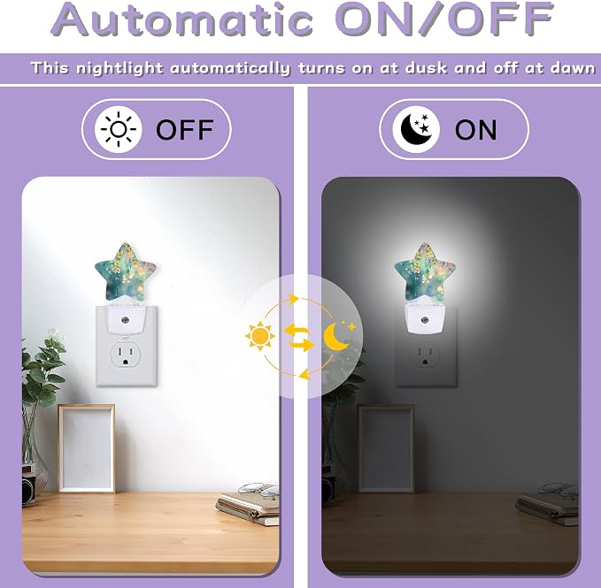 Night Light,Abstract Flowers Night Lights Plug into Wall Spring Floral Decorations for Bedroom Bathroom,Dusk to Dawn Sensor Kitchen Hallway Stairs Energy Efficient Desk Lamp