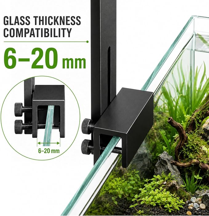 FZONE Aquarium Light Clip Holder for AXON, Adjustable Aquarium Fish Tank Mount with Height & Front-to-Back Positioning for Planted, Freshwater and Saltwater Tanks (1 Piece)