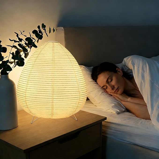YY YEARCHY White Paper Lanterns Lamp Table Lamp Japanese Lantern Lamps for Bedroom Livingroom (Peach)