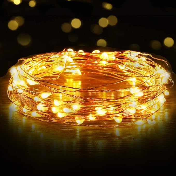 Ariceleo USB LED Fairy String Light, 1 Pack Copper Wire Fairy Lights for Indoor, Bedroom Festival Christmas Wedding Party Patio Decorative Window with USB Interface (16ft./5M,Warm White)