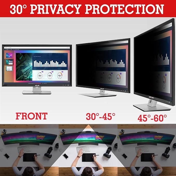 37.5 Inch Privacy Screen Filter for 21:9 Curved Ultrawide Monitor | Privacy Shield | Anti Glare | Anti-Blue Light | Eye Protection | Anti Spy | Computer Security Private Filter Protector