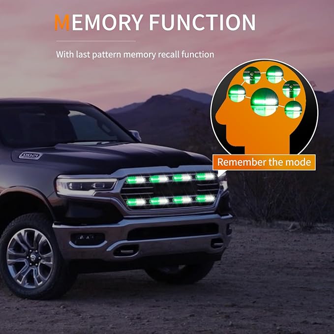 Nilight 8PCS Led Strobe Lights 12LED Green White Emergency Light 12V 24V Surface Mount Flashing Warning Hazard Beacon Lights Ultra Slim Sync Feature Mini Grille for Cars Trucks Off Road Vehicles SUV
