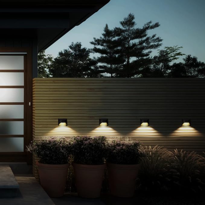 Solar Fence Lights -Deck & Step & Stair Lights - Warm White/Daylight/Cool White Options for Yard Garden Deck Stair Step Fences,Waterproof（2-Pack）