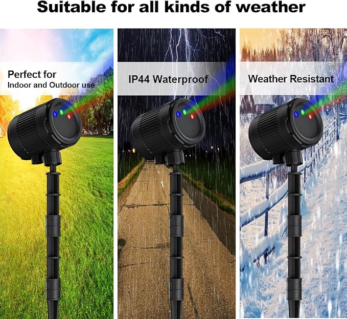 Laser Christmas Projector Lights Outdoor, Firefly Light Show for Trees | 3 Colors,RF Remote, Waterproof, Indoor Holiday Halloween Decoration, Christmas Gift, Wedding, Home Decor, Party, Garden