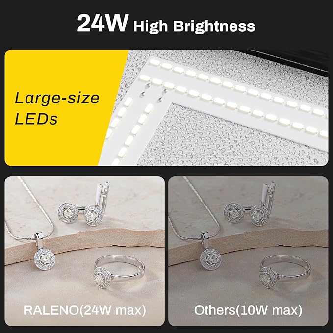 RALENO 16"x12" Photo Light Box Photography, 24W Foldable Photo Studio Light Box, Dimmable Shooting Tent Kit with CRI>95 & 6 Backdrops for Toys Jewelry Watches Cosmetics