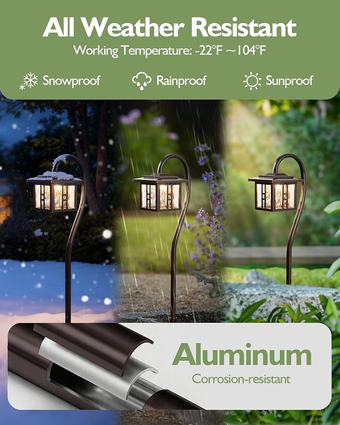 LITFIT Low Voltage Landscape Lighting, 12-Pack LED Pathway Lights Outdoor | 12V 3W 185LM 3000K Oil-rubbed Bronze Yard Lights with Connector, Aluminum Wired Landscape Lights for Walkway Garden Path