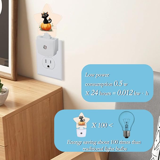 Happy Halloween Night Light,Plug-in Wall Led Night Lights Decor for Boys Girls Room,Dusk to Dawn Sensor Wall Lamp for Bedroom/Bathroom/Hallway,0.5w