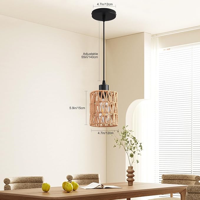 Farmhouse Pendant Light Fixture, Black Pendant Lights for Kitchen Island Industrial Lantern Pendant Light Fixtures with Light Shade, Adjustable Height Hanging Pendant Lighting