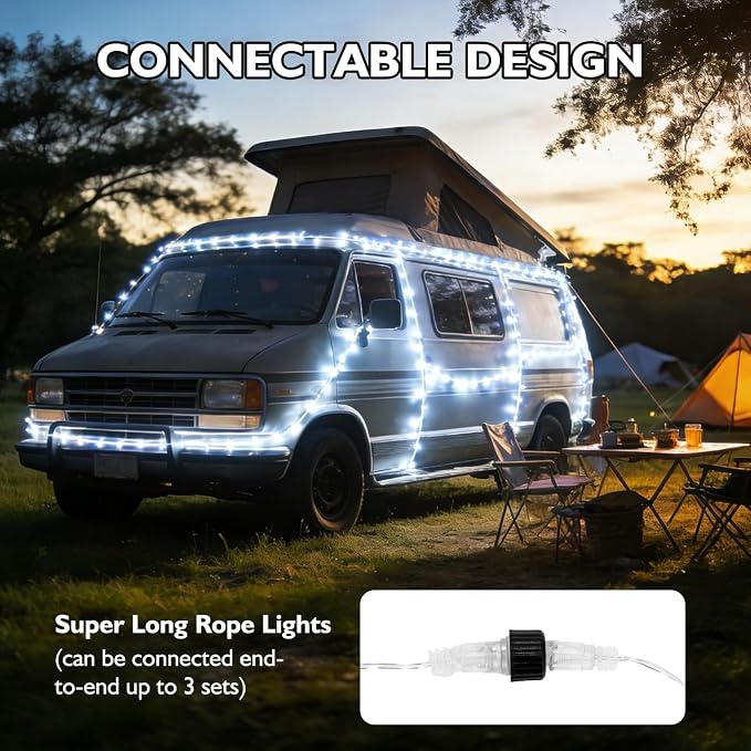 66FT 240LED Rope Lights Outdoor, Outside LED Rope Lights Plug in String Lights Waterproof 8 Modes Clear Tube Lights for RV Camping Pool Patio Yard Garden Christmas Tree Holiday Decoration(Warm White)