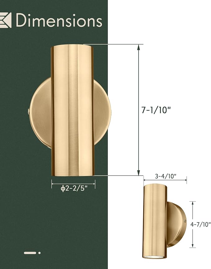 1-Light Wall Sconce,LED Track Lighting with GU10 Bulb,Brass Gold | Indoor Wall Lighting for bedroom,hallway,living room,entryway