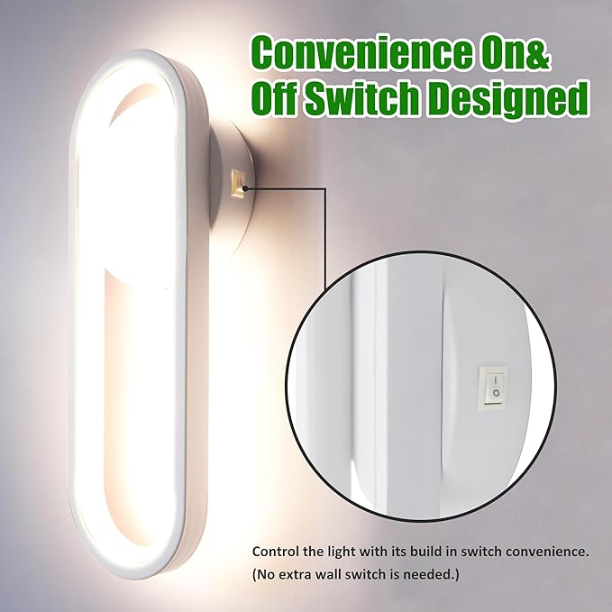 12V LED RV Vanity Sconce with Switch - 9W 480LM Decorative Bedside Reading Light for RV, Motorhome, Camper, Trailer, Boat & Tiny Home - 3500K Warm White