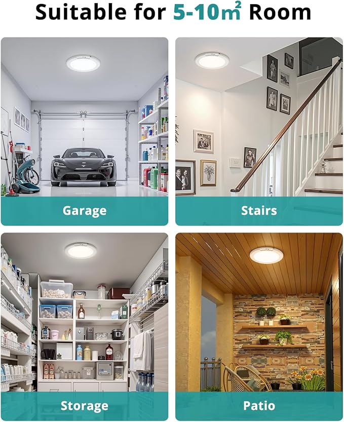 wowatt 6PC Battery Operated Ceiling Lights Rechargeable with Motion Sensor | Wireless Shower Light with Remote, 3000K 4500K 6500K 7.48", Dimmable Stick On Battery Light for Ceiling,Lámparas Recargables