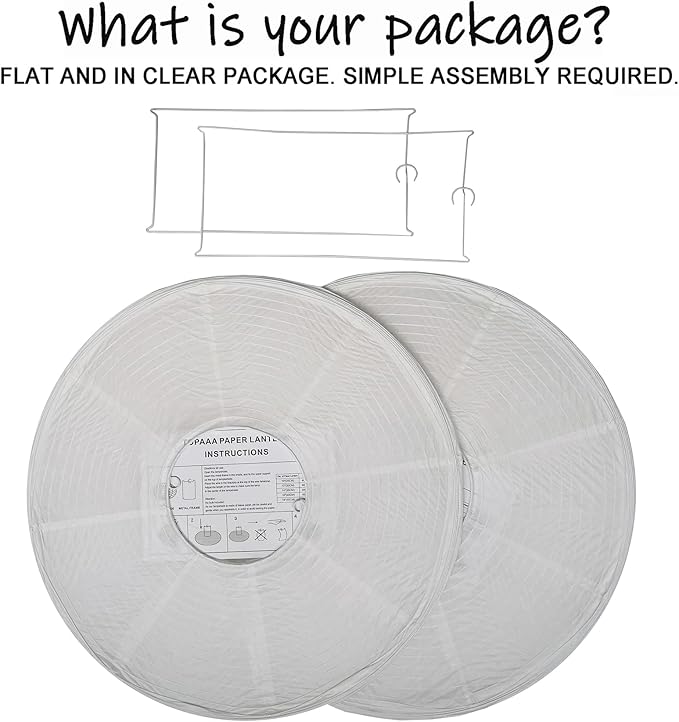 White Paper Lantern Lights, Paper Lamp Shade, Hanging Paper Drum Lampshade (White-18inch uneven-2)
