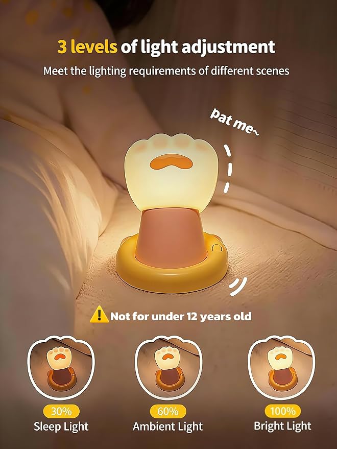 Night Light for Kids, Magnetic Wall Light, Bedside Touch Lamp, Funny Dimmable Silicone Nightlight, Funny Gifts for Women Men Family Friends Neighbors, Kitchen Office Room Decor(Cat Claw)