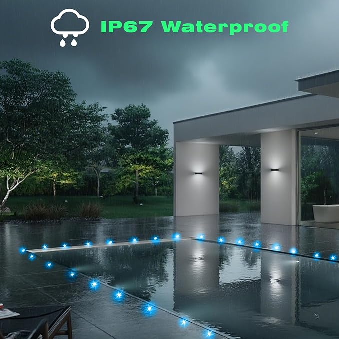 FVTLED LED Deck Lights Kit, 50pcs Φ1.22 WiFi Smart Phone Control Low Voltage Recessed RGBW Deck Lighting Waterproof Outdoor Yard Path Stair Decor, Black