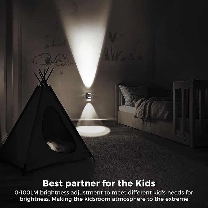 L LOHAS LED Night Light Projector, Night Lights Plug into Wall Light Sensor | Dusk to Dawn Sensor, Rotating White Nightlight for Kids, Daylight Ambient Lighting for Bathroom, Gaming Room,2 Pack