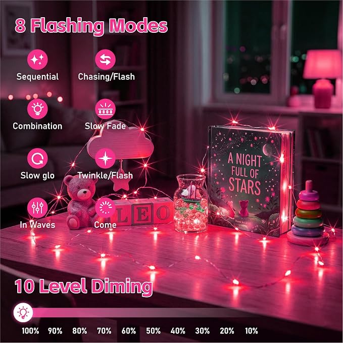 8 Pack Rechargeable LED Fairy Lights 7Ft 20LED Battery Operated | 8 Modes, Remote & DIY Timer Mini Twinkle String Lights for Indoor Christmas Wedding Mason Jar Bedroom Table