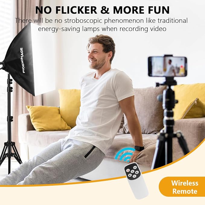 Softbox Lighting Kit, Softbox Photography Lighting Kit, 2Pcs | 17in Soft Box Lighting Set, Photography Lights, 85W 2700-6500K LED Bulb, Studio Lights for Portrait, Video Recording