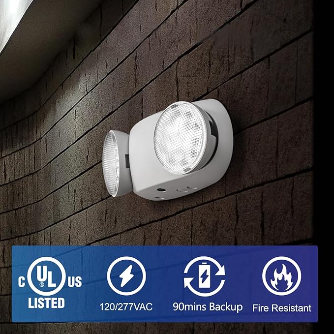 GZRUIYANG LED Emergency Lights with Battery Backup, Commercial Emergency Light Fixtures for Business Home Power Failure Emergency Exit Sign Lighting with 1.0 Meter Plug in Cord AC120V