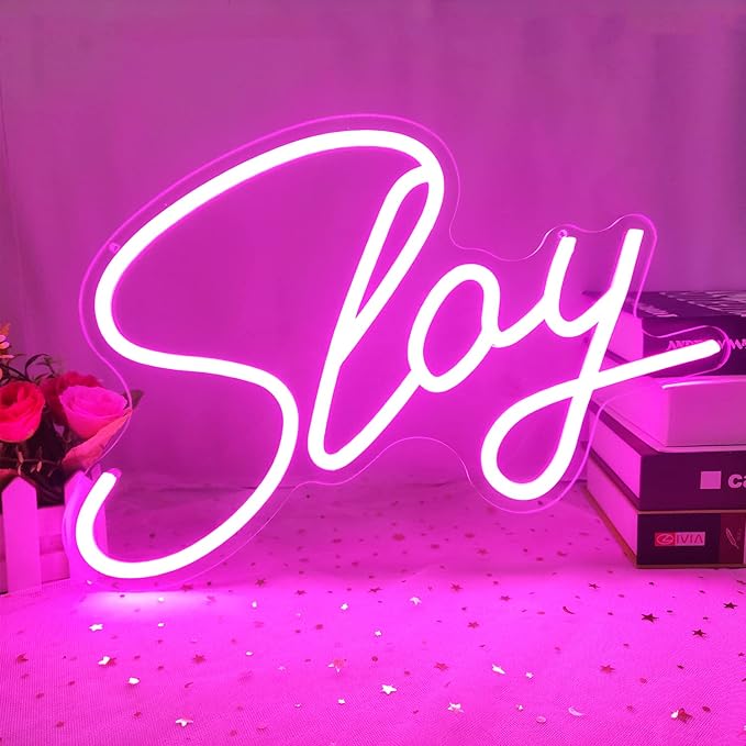 Preppy Lights Slay Dimmable Pink Neon Led Light Sign for Wall Decor 15.7''*9.4'', Bedroom, Living Room, Salon, Party Decor